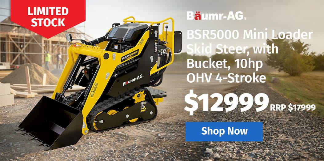 BAUMR-AG BSR5000 Mini Loader Skid Steer, with Bucket, 10hp OHV 4-Stroke Petrol Engine, 200kg Rated Operating Capacity