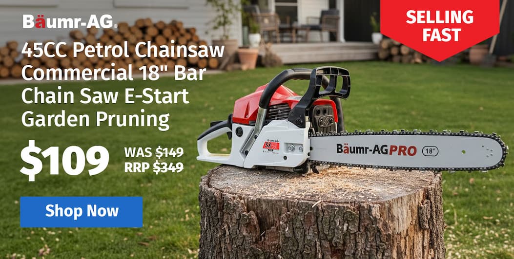 BAUMR-AG 45CC Petrol Chainsaw Commercial 18" Bar Chain Saw E-Start Garden Pruning