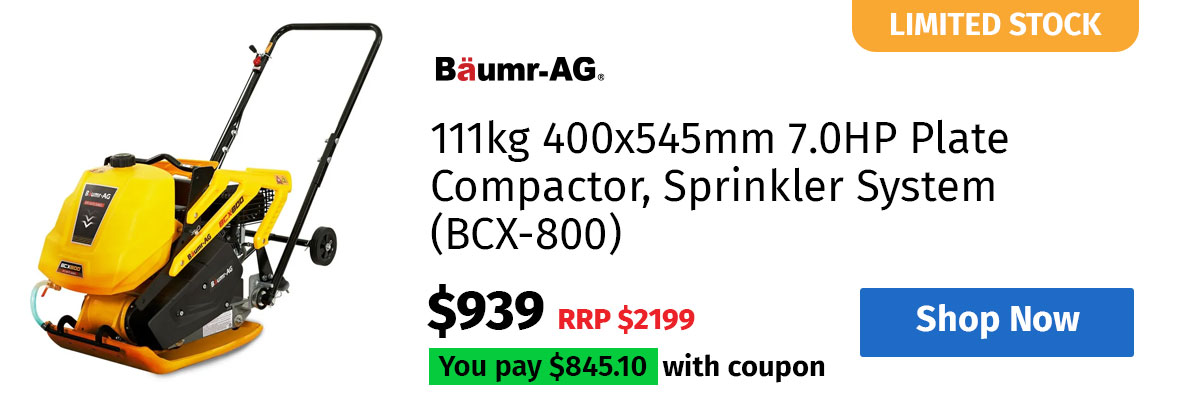BAUMR-AG 111kg 400x545mm 7.0HP Plate Compactor, Sprinkler System (BCX-800)
