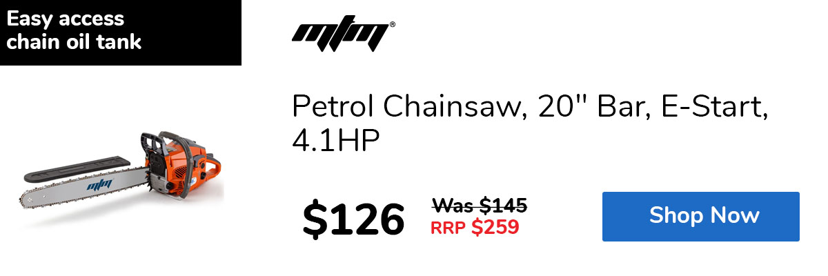 Petrol Chainsaw, 20" Bar, E-Start, 4.1HP