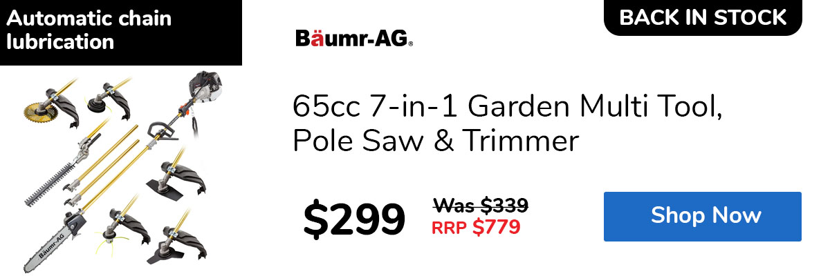65cc 7-in-1 Garden Multi Tool, Pole Saw & Trimmer