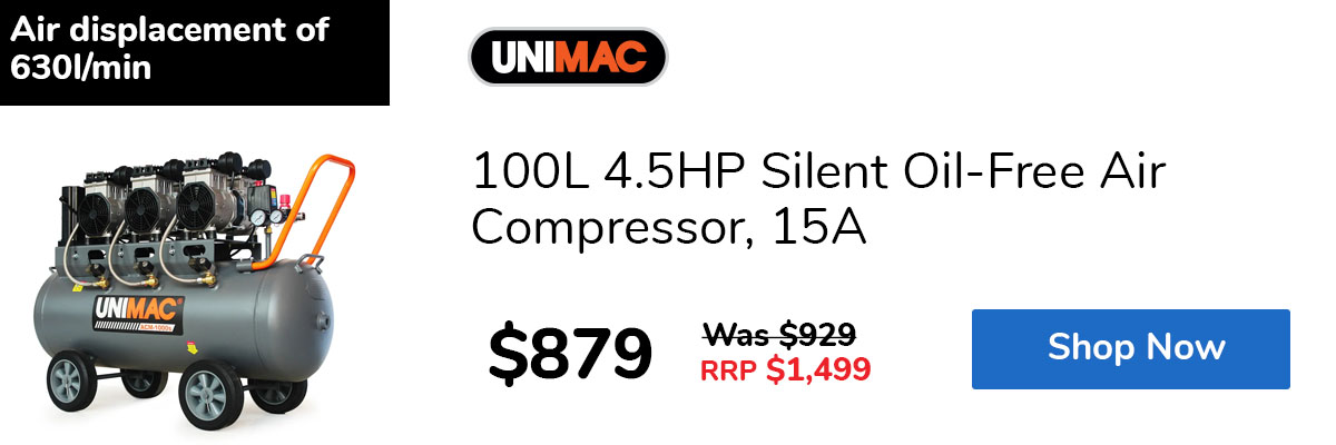 100L 4.5HP Silent Oil-Free Air Compressor, 15A