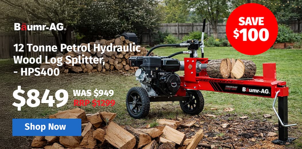 BAUMR-AG 12 Tonne Petrol Hydraulic Wood Log Splitter, - HPS400