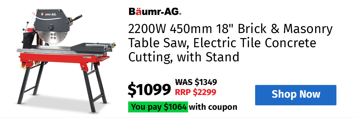 BAUMR-AG 2200W 450mm 18" Brick & Masonry Table Saw, Electric Tile Concrete Cutting, with Stand