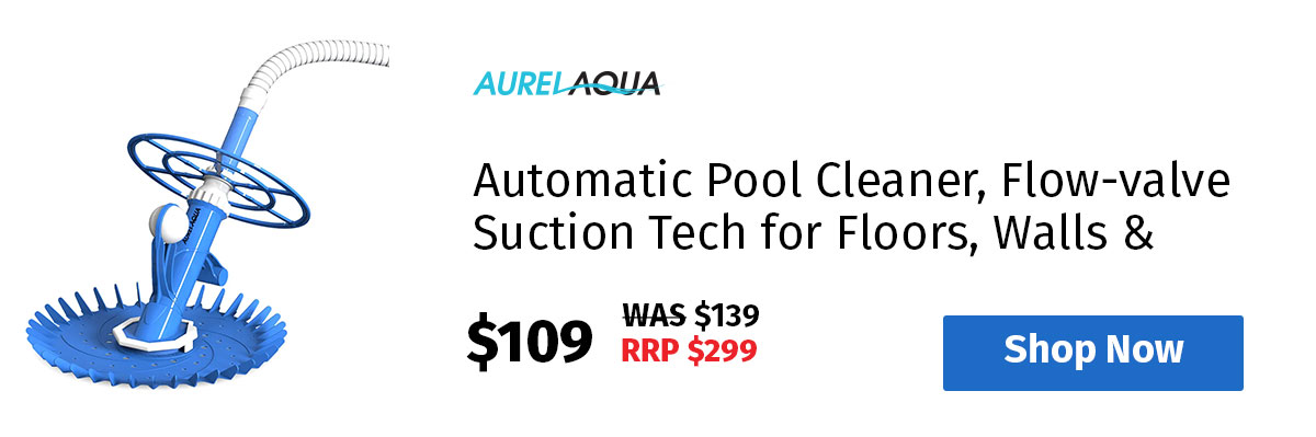 AURELAQUA Automatic Pool Cleaner, Flow-valve Suction Tech for Floors, Walls & Waterline