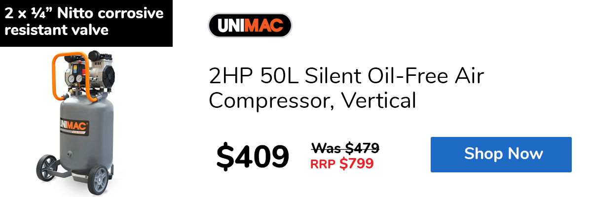 2HP 50L Silent Oil-Free Air Compressor, Vertical