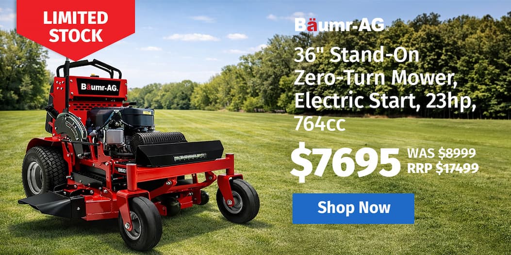 BAUMR-AG 36" Stand-On Zero-Turn Mower, Electric Start, 23hp, 764cc, Hydrostatic Drive, 10 Cut Heights