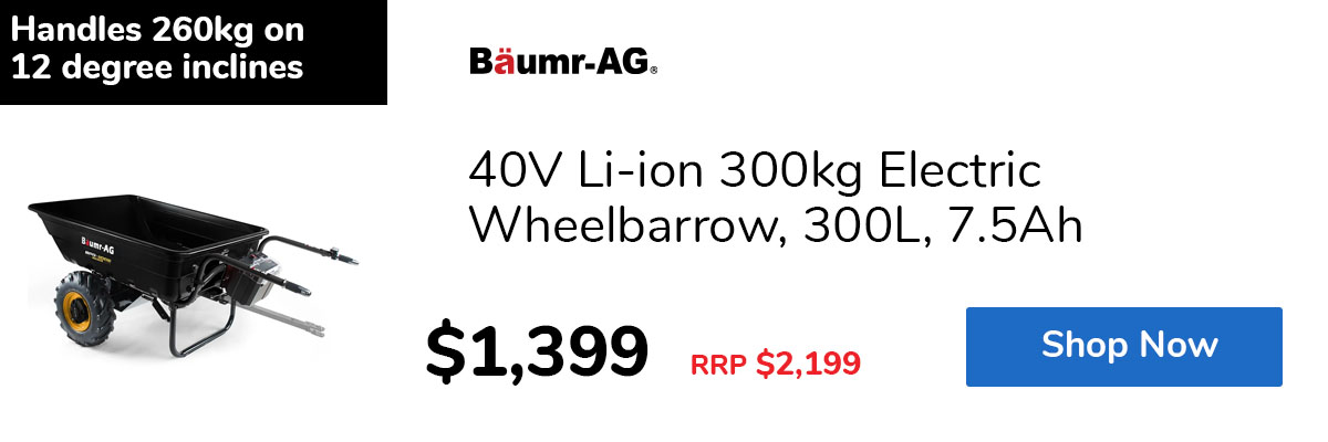40V Li-ion 300kg Electric Wheelbarrow, 300L, 7.5Ah