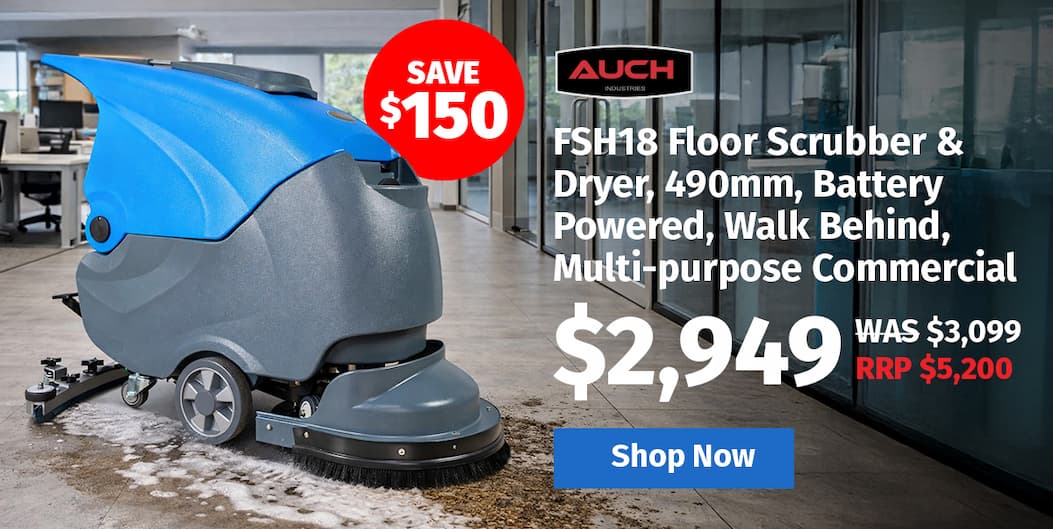 AUCH FSH18 Floor Scrubber & Dryer, 490mm, Battery Powered, Walk Behind, Multi-purpose Commercial Grade Machine