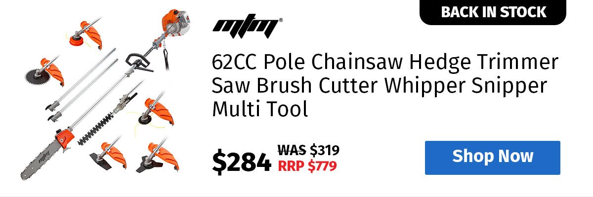MTM Pole Chainsaw Brush Cutter Whipper Snipper Hedge Trimmer Saw Multi Tool 62CC