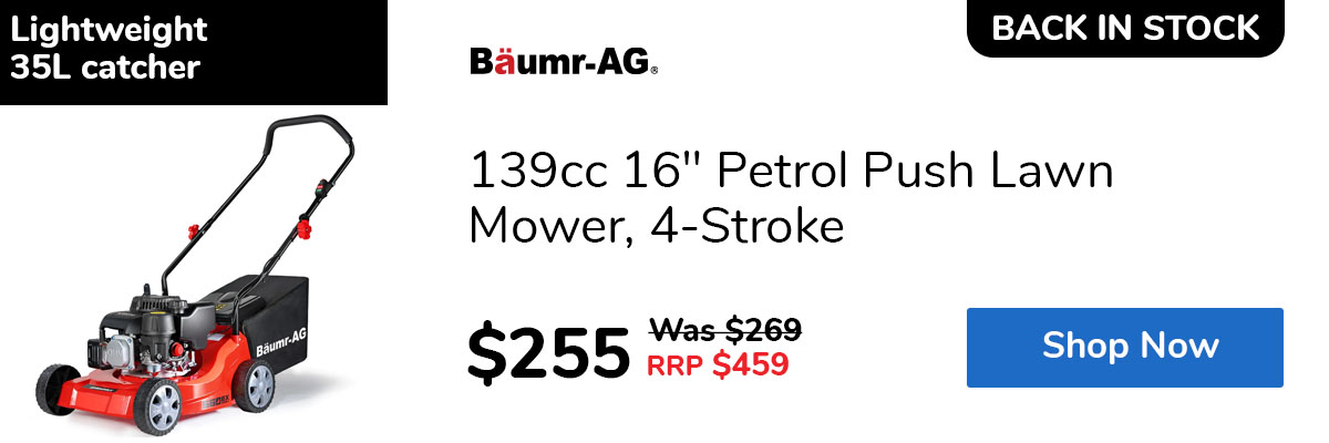 139cc 16" Petrol Push Lawn Mower, 4-Stroke