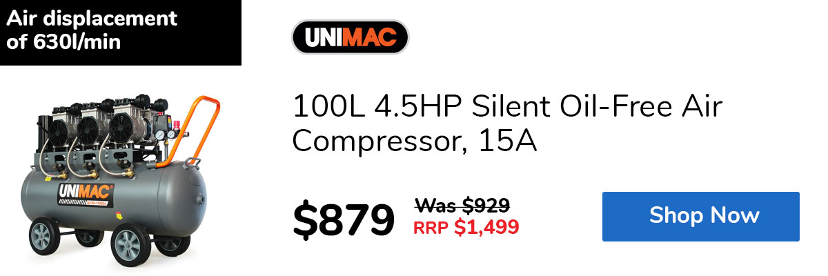 100L 4.5HP Silent Oil-Free Air Compressor, 15A