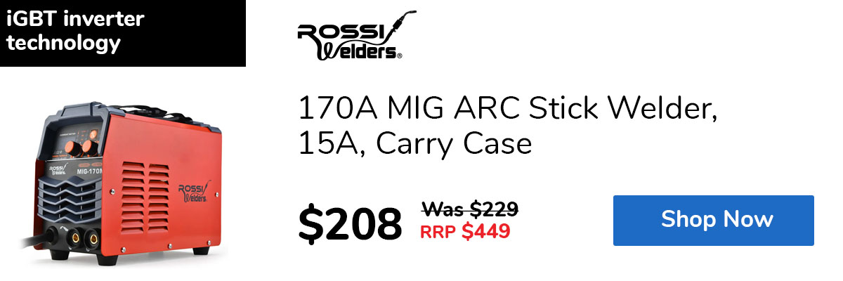 170A MIG ARC Stick Welder, 15A, Carry Case