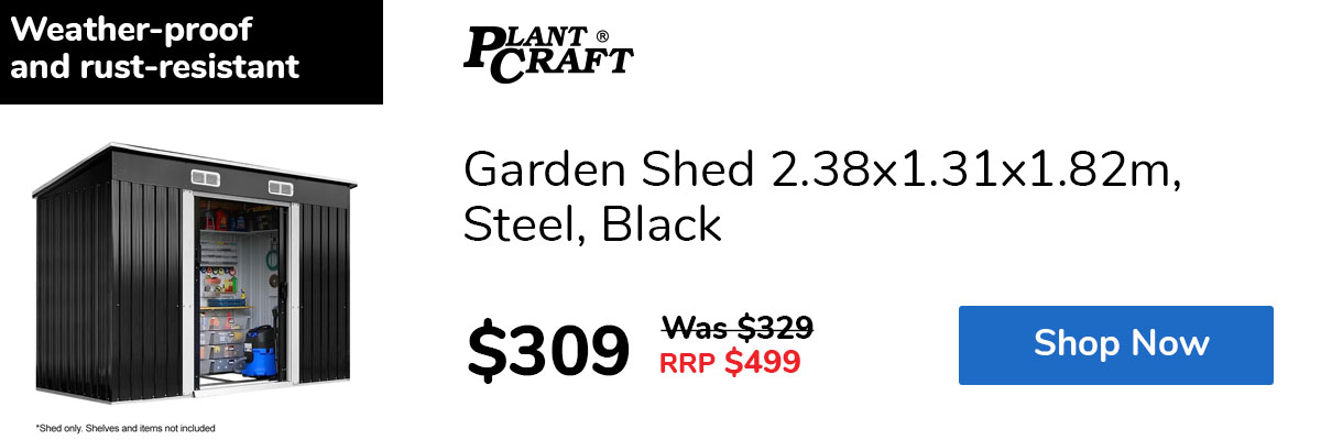 Garden Shed 2.38x1.31x1.82m, Steel, Black