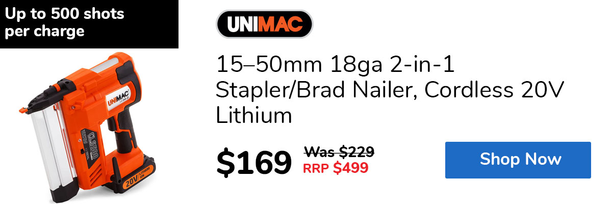 15–50mm 18ga 2-in-1 Stapler/Brad Nailer, Cordless 20V Lithium