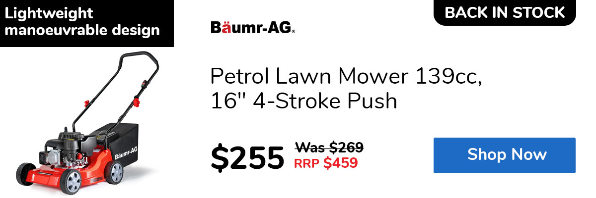 Petrol Lawn Mower 139cc, 16" 4-Stroke Push