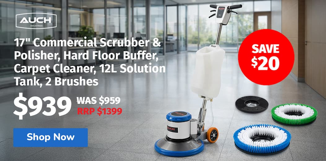 AUCH 17" Commercial Scrubber & Polisher, Hard Floor Buffer, Carpet Cleaner, 12L Solution Tank, 2 Brushes