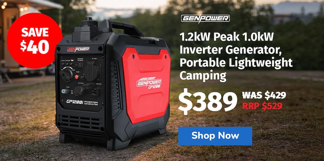 GENPOWER 1.2kW Peak 1.0kW Inverter Generator, Portable Lightweight Camping