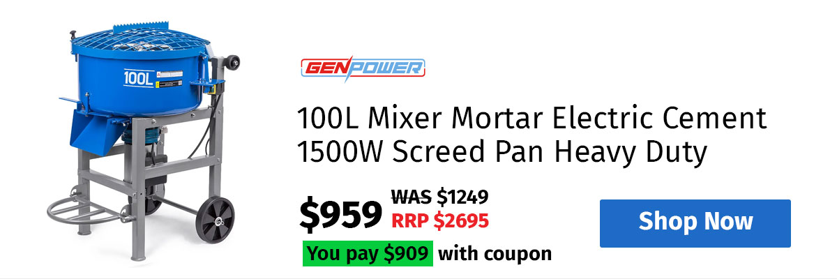 Baumr-AG 100L Mixer Mortar Electric Cement 1500W Screed Pan Heavy Duty