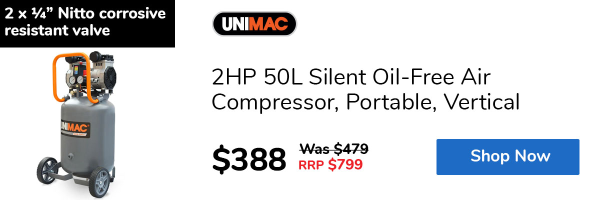 2HP 50L Silent Oil-Free Air Compressor, Portable, Vertical
