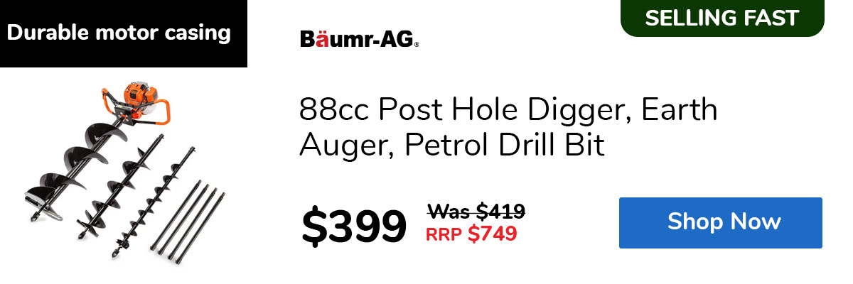 88cc Post Hole Digger, Earth Auger, Petrol Drill Bit