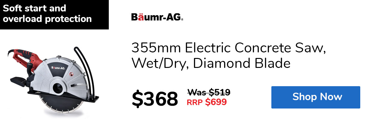 355mm Electric Concrete Saw, Wet/Dry, Diamond Blade