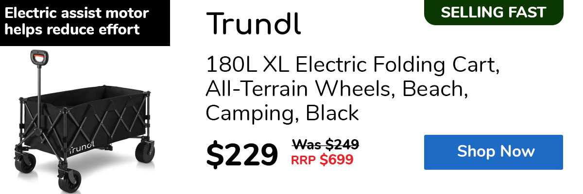180L XL Electric Folding Cart, All-Terrain Wheels, Beach, Camping, Black