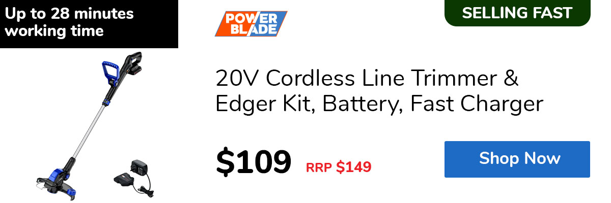 20V Cordless Line Trimmer & Edger Kit, Battery, Fast Charger