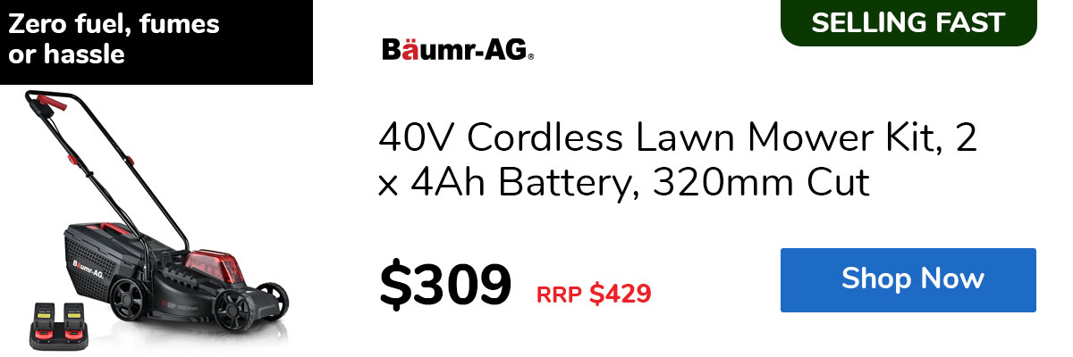 40V Cordless Lawn Mower Kit, 2 x 4Ah Battery, 320mm Cut