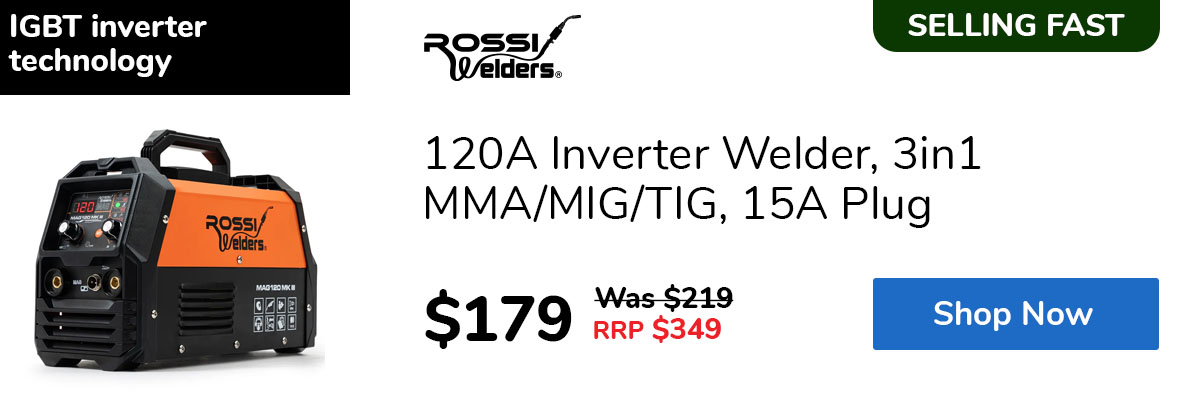 120A Inverter Welder, 3in1 MMA/MIG/TIG, 15A Plug