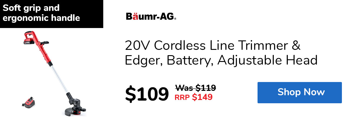 20V Cordless Line Trimmer & Edger, Battery, Adjustable Head