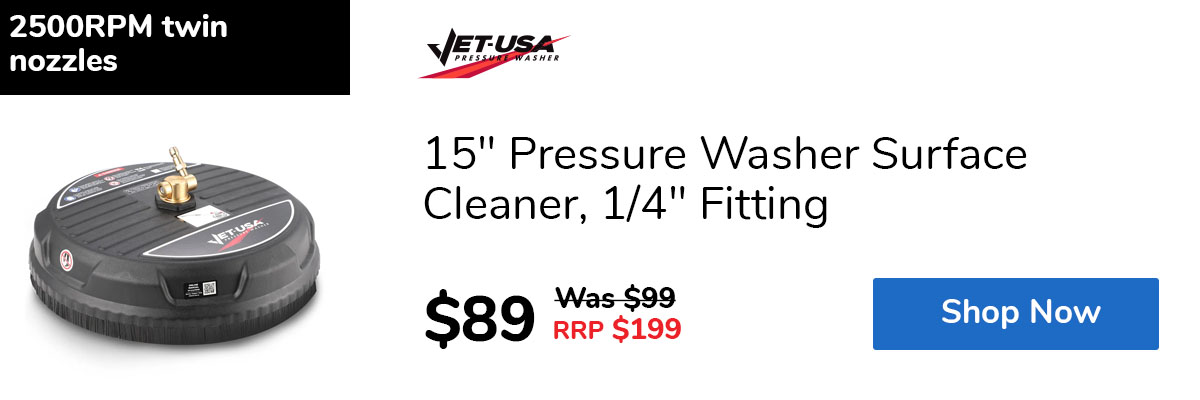 15" Pressure Washer Surface Cleaner, 1/4" Fitting