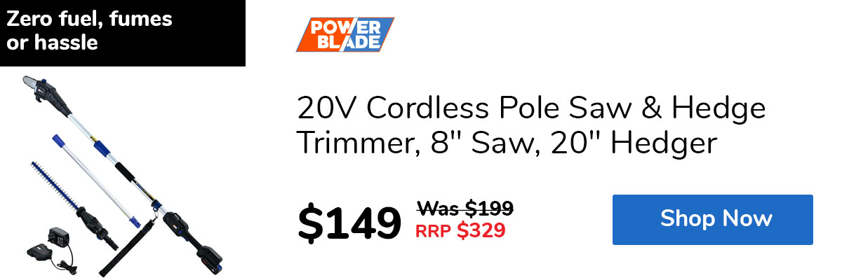 20V Cordless Pole Saw & Hedge Trimmer, 8" Saw, 20" Hedger