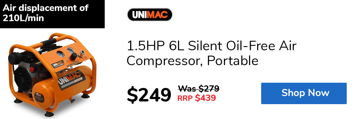 1.5HP 6L Silent Oil-Free Air Compressor, Portable