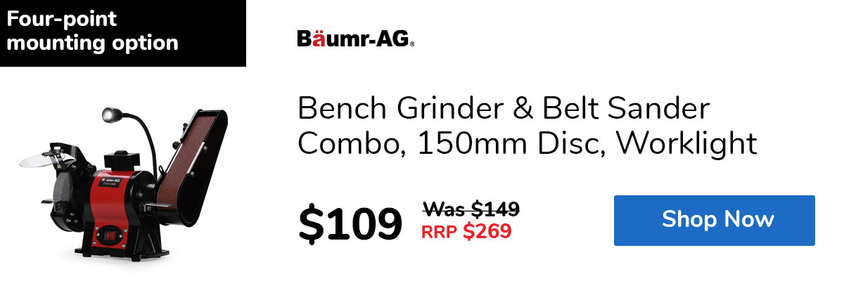 Bench Grinder & Belt Sander Combo, 150mm Disc, Worklight