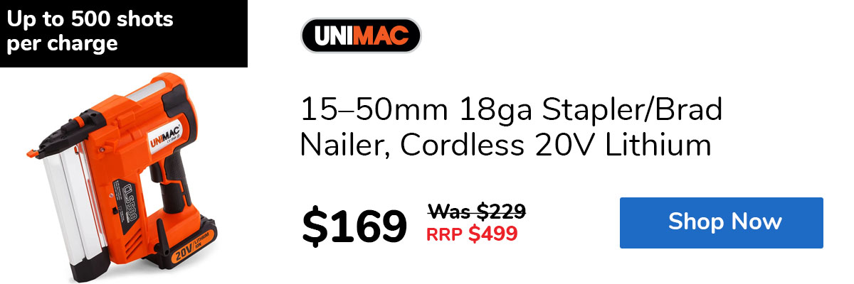 15–50mm 18ga Stapler/Brad Nailer, Cordless 20V Lithium