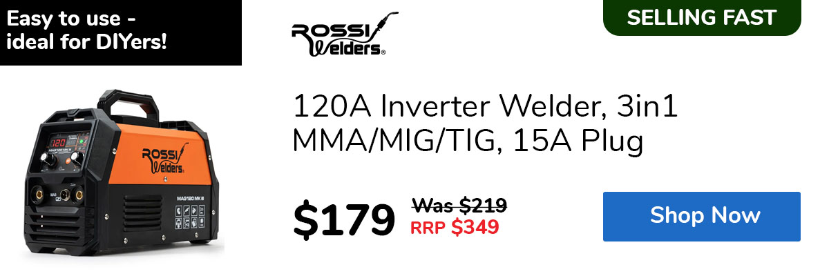120A Inverter Welder, 3in1 MMA/MIG/TIG, 15A Plug