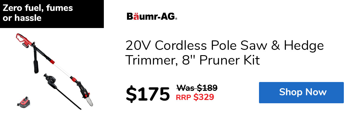 20V Cordless Pole Saw & Hedge Trimmer, 8" Pruner Kit