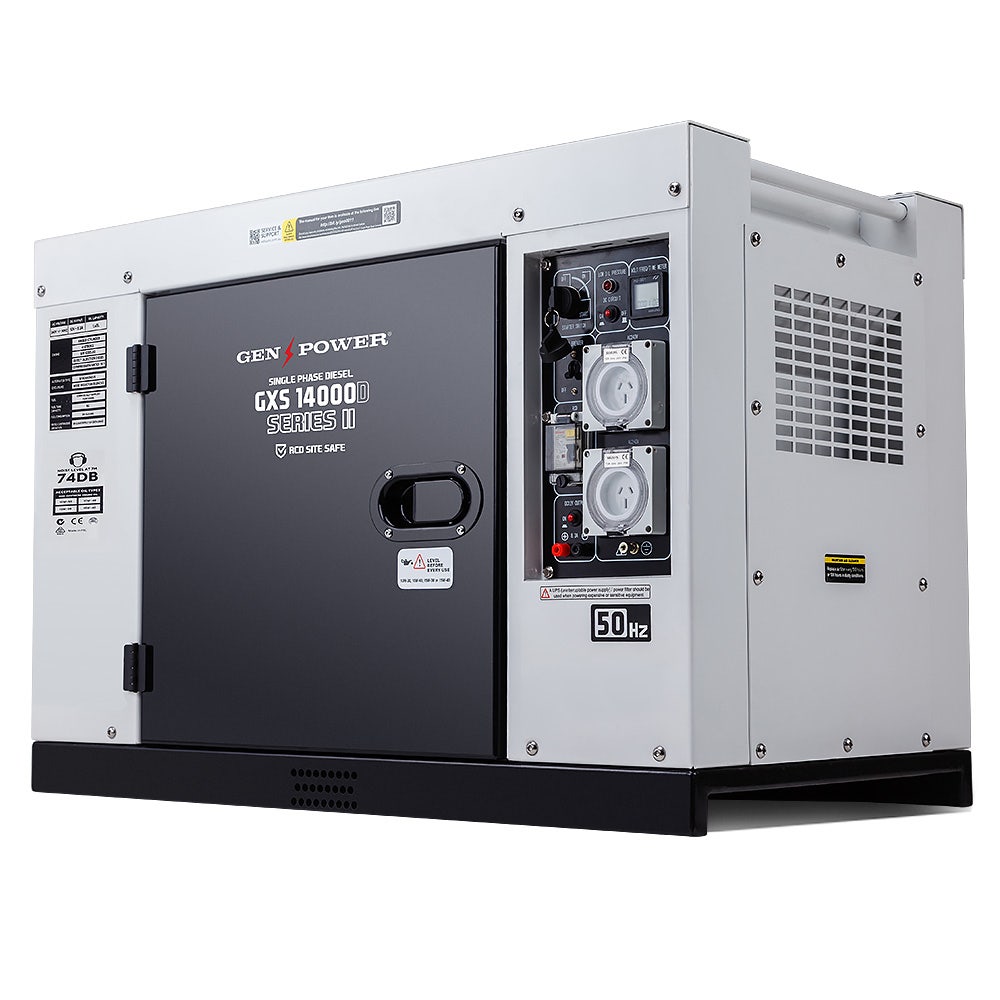 Image of GENPOWER 8.4kW Peak 6kW Rated Single Phase Commercial Diesel Generator, RCD Safety Switch