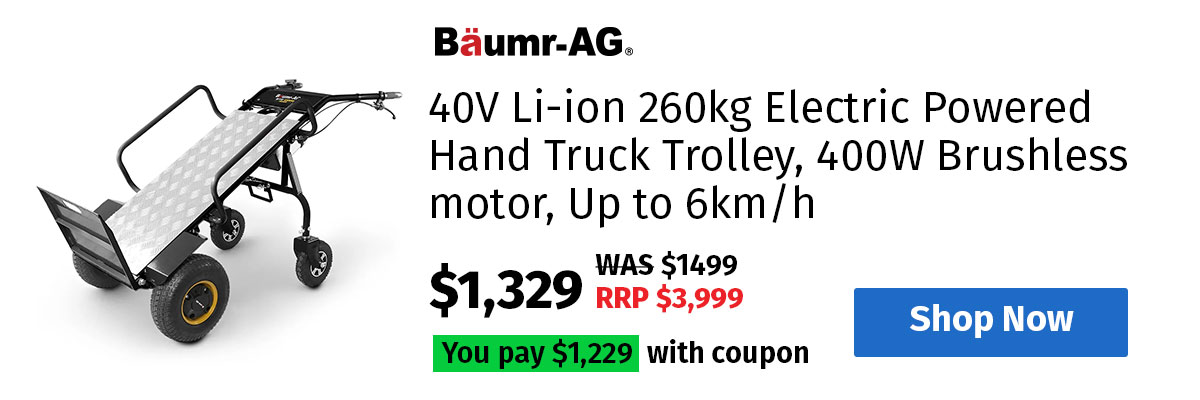 BAUMR-AG 40V Battery Powered Wheelbarrow Motorised Electric, 100L Bucket Volume, 3 Wheel, 260KG, Lifting Bucket