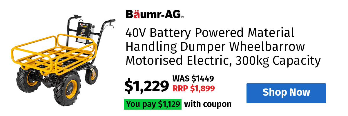 BAUMR-AG 6.5HP Mini Dumper Power Barrow Petrol-Powered with Galvanised Bucket
