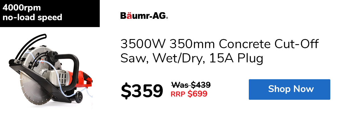 3500W 350mm Concrete Cut-Off Saw, Wet/Dry, 15A Plug