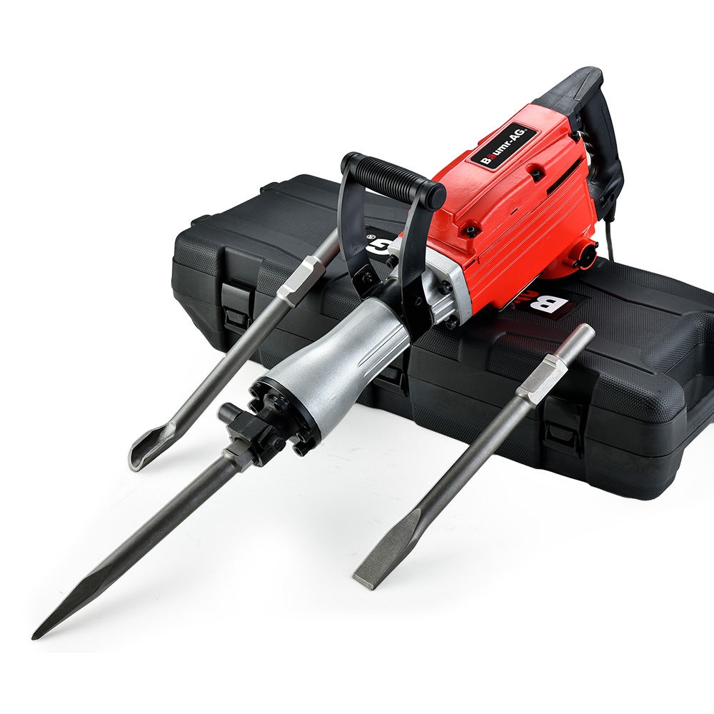 Image of BAUMR-AG 2200W Pro-Grade Electric Demolition Jackhammer, with 3 Bonus Chisels, Carry Case