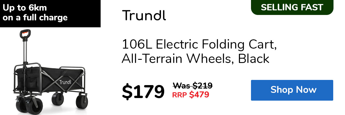 106L Electric Folding Cart, All-Terrain Wheels, Black