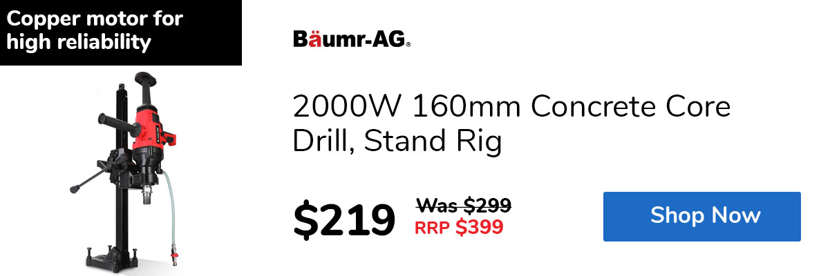 2000W 160mm Concrete Core Drill, Stand Rig