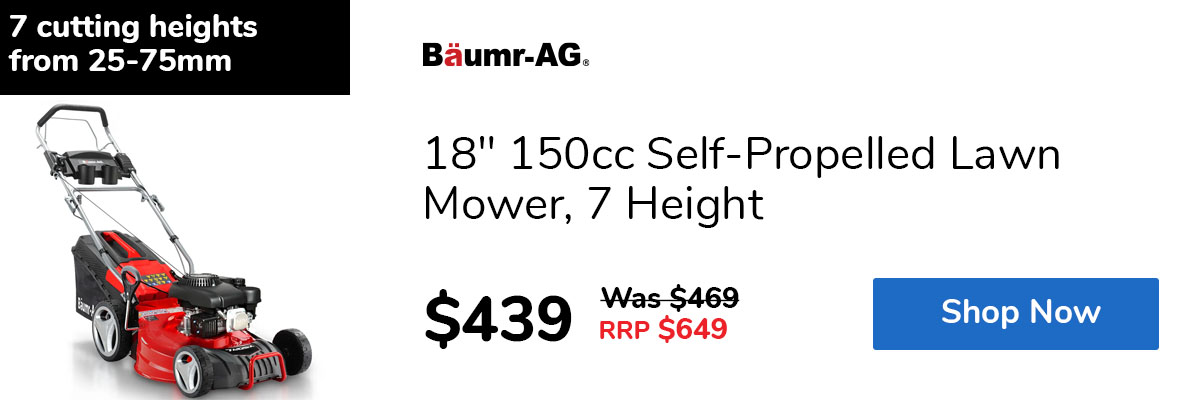 18" 150cc Self-Propelled Lawn Mower, 7 Height