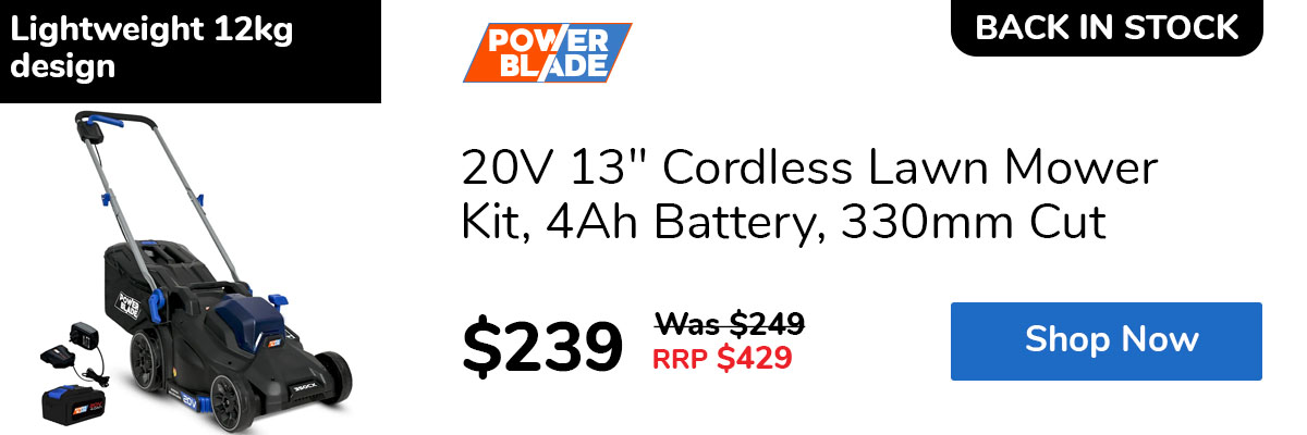 20V 13" Cordless Lawn Mower Kit, 4Ah Battery, 330mm Cut