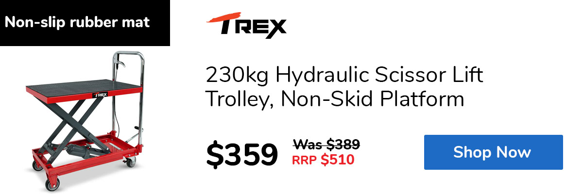 230kg Hydraulic Scissor Lift Trolley, Non-Skid Platform