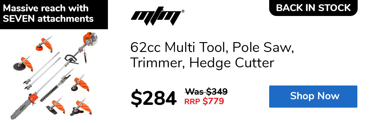 62cc Multi Tool, Pole Saw, Trimmer, Hedge Cutter