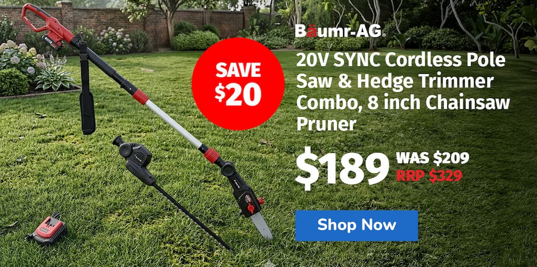BAUMR-AG 20V SYNC Cordless Pole Saw & Hedge Trimmer Combo